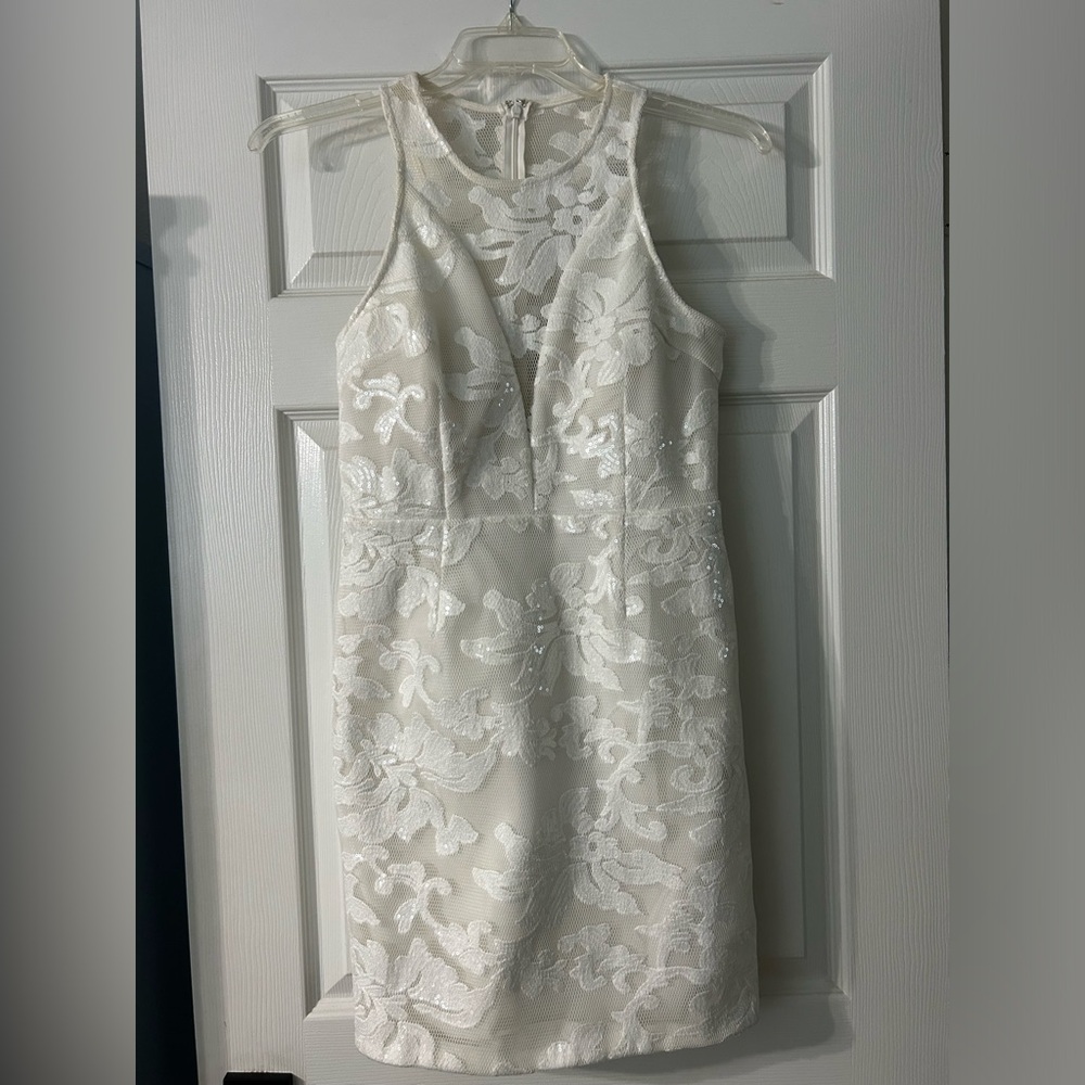 Beautiful GB White Sequin Dress with lace